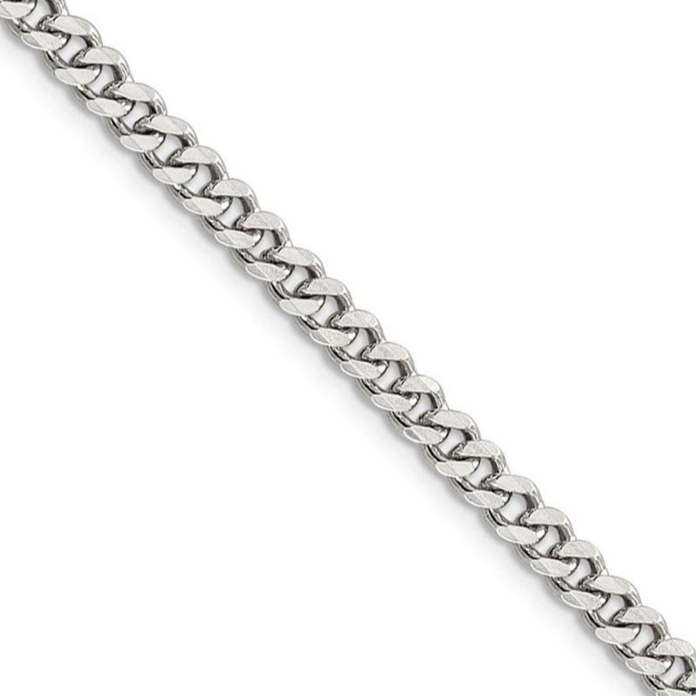 4.5mm Rhodium Plated Sterling Silver Solid Curb Chain Necklace, 24 In